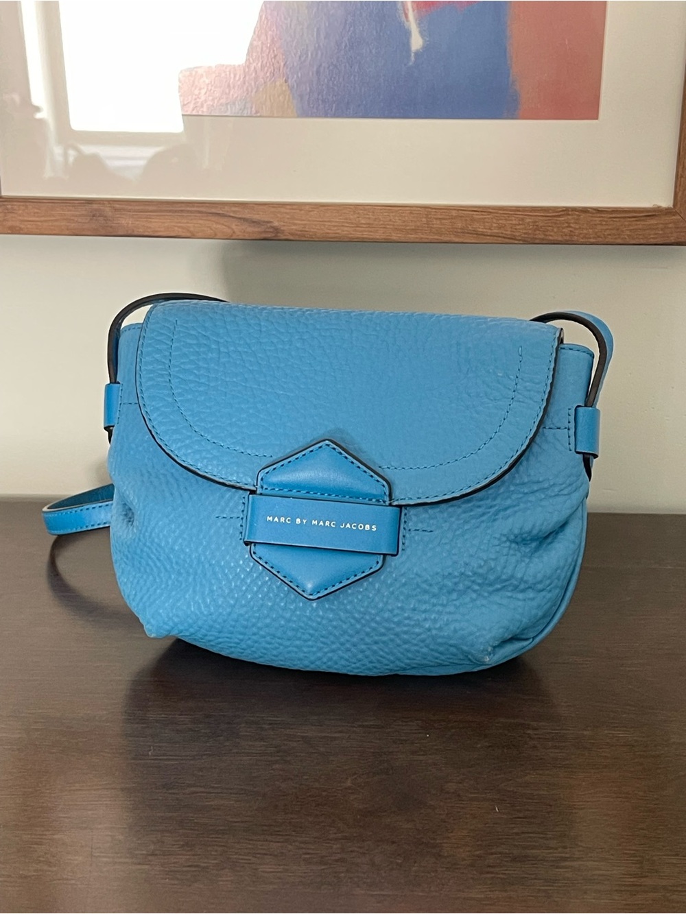 MARC JACOBS HALF PIPE ANNABEL CROSSBODY BAG BLUE GRAINED LEATHER